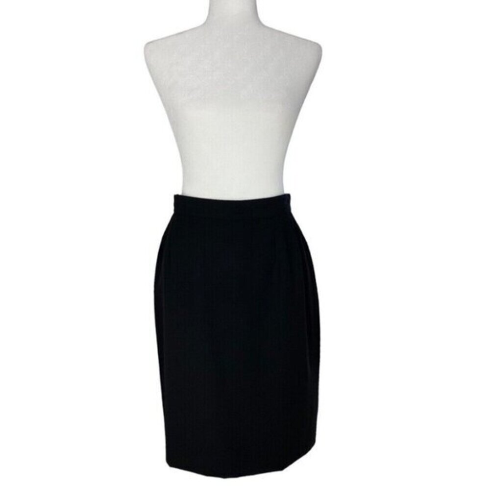 Salvatore Ferragamo Black 100% Wool Pencil Skirt Made in Italy Altered Size 26.6